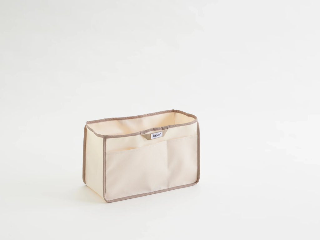 bebefit.eu Organizer Bag, beige fabric storage insert with outer pocket on white background